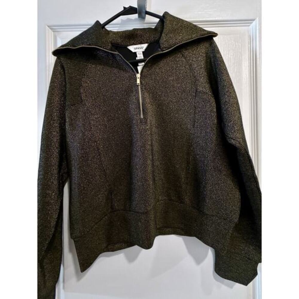 SPANX AirEssentials Half Zip Very‎ Black Gold NWT Rare Color Size XS